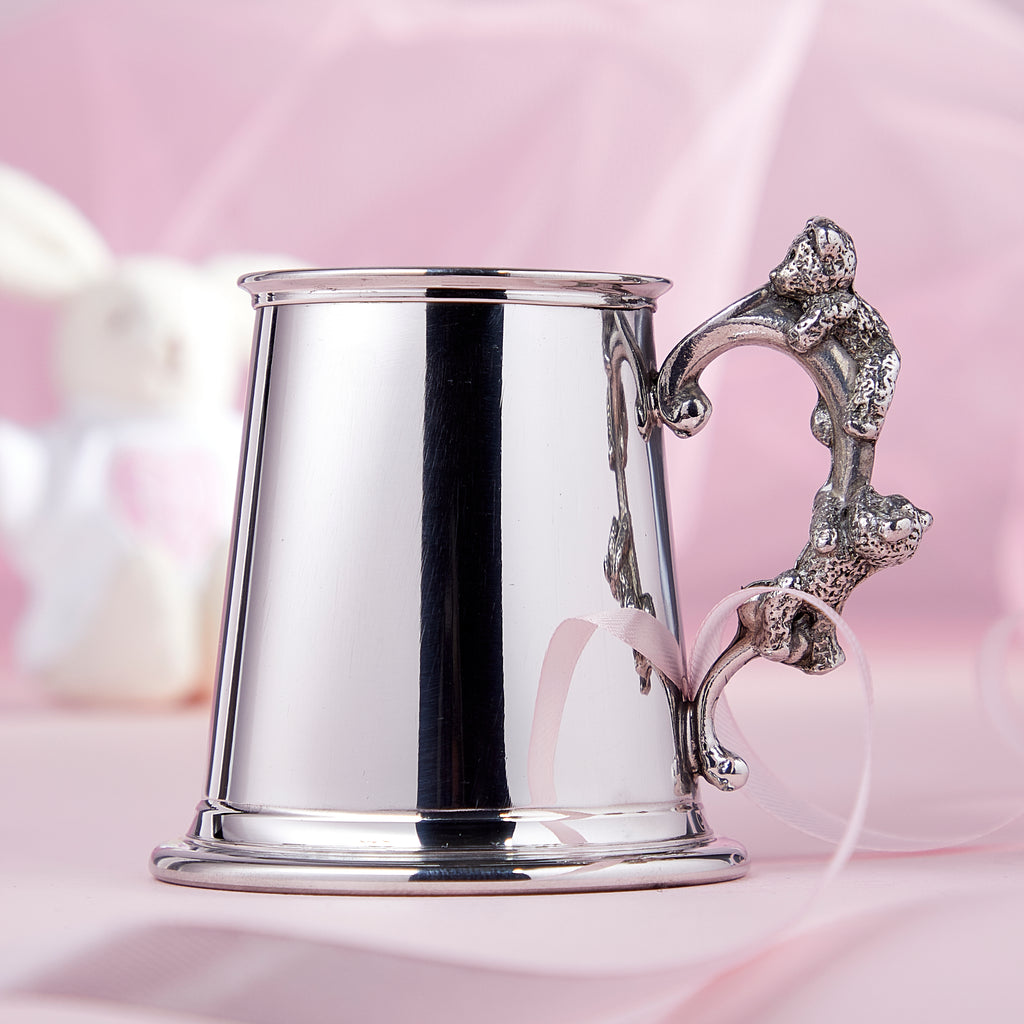 Teddy Bear Handle Pewter Baby Mug